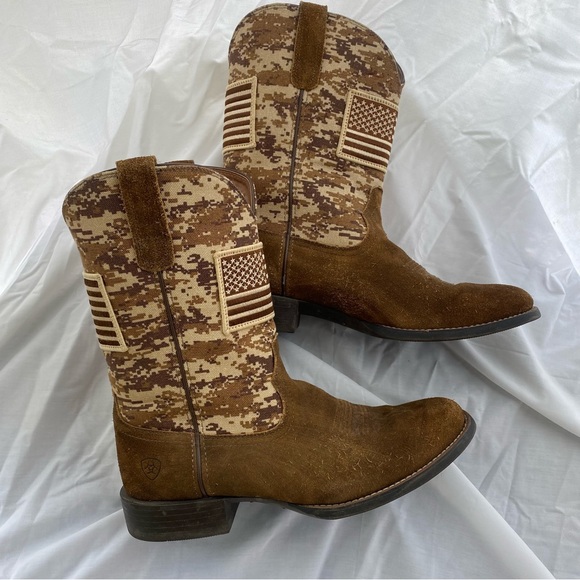 ARIAT 10023362 Patriot USA Flag Western Boots Men's D Desert Camo
